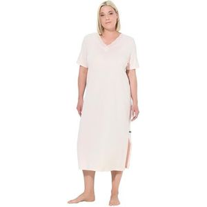 gs1 data protected company 4069787000005 Dames nachthemd, geperforeerd borduurwerk, V-hals, halflange mouwen, Modal Nightgown, roze, 58, roos, 58