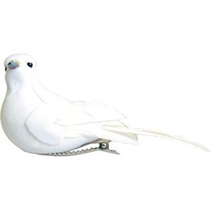 Artemio 2-delige witte vogels op clip, wit