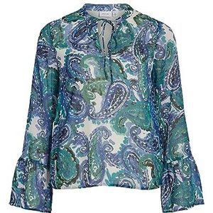 Vila Vifalia Fine L/S Top/Su damesblouse met print, Lapis Blue/Aop: fijn, 34