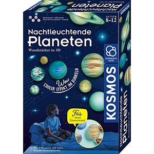 KOSMOS 654269 Nachtlichtgevende planeten, 3D-planetenstickers, lichten op in het donker, met kindvriendelijke handleiding (mogelijk niet beschikbaar in het Nederlands), vanaf 6 jaar