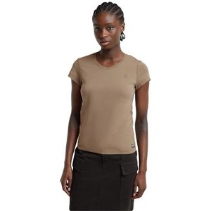 G-STAR Raw Eyben Slim Top 2.0 T-shirt voor dames, met V-hals, bruin (Brindle D24533-4107-c788), XXL