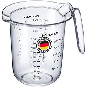 Westmark Maatbeker, meertalige schaalverdeling en verschillende meeteenheden, inhoud: 0,5 l, kunststof, doorzichtig, 30642270