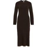 VILA - VIKerry - Gebreide Jurk - Donkerbruin/Wit - 7/8 Lengte - Lange Mouw