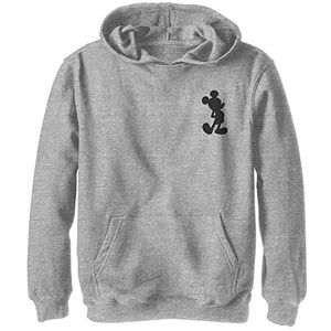 Disney Characters Mickey Silhouette Boy's Hooded Pullover Fleece, Athletic Heather, Small, Athletic Heather, S