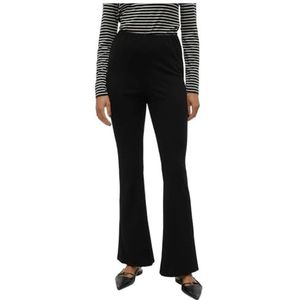 VERO MODA women's flared fabric trousers Loose stretch slip-on pants Flare Pants VMLIVA, Colour:Black, Size:M / 32L, Beenlengte:L32
