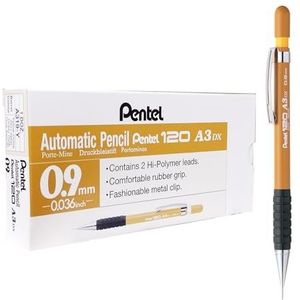Pentel A300 Automatisch potlood, 0,9 mm lood, Grade HB, 1 pak van 12 potloden, Bruin