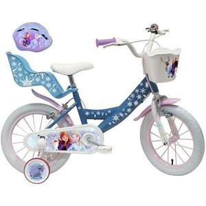 Vélo ATLAS Meisjesfiets 14 inch (35,6 cm), motief: ijskoningin/Frozen + helm, blauw, 35,6 cm