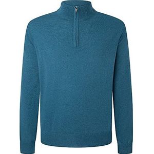 Hackett London Heren Merino Cash Mix Hzip Cardigan Sweater, blauw (ensign blue), XS