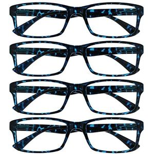 The Reading Glasses Company Blauwe Schildpad Lezers Waarde 4 Pack Designer Stijl Mens Womens RRRR92-3+2.00