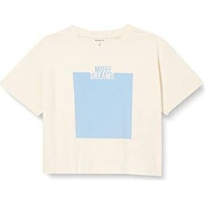 NAME IT Girl's NKFLARISSE SS Boxy TOP Box T-shirt, Buttercream/Print: Serenity Print, 122