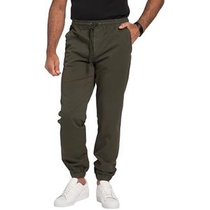 JP 1880, Heren grote maten, chino Flexnamic, elastische tailleband, moderne rechte pasvorm, Zwarte olijf