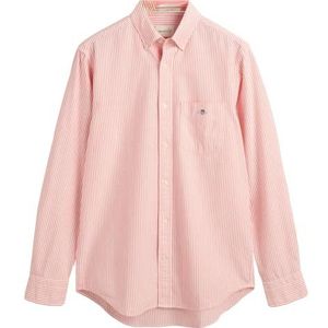 GANT Regular Oxford Banker Stripe Herenshirt, klassiek overhemd, Sunset Pink, XL