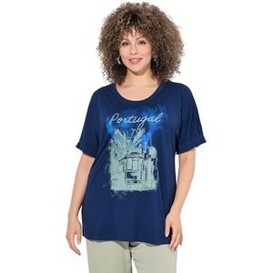 Ulla Popken - Shirt - Blauw - Donkerblauw - Pastelgroen - Kwartmouw