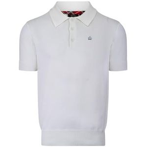 Merc of London Arche Gebreid poloshirt voor heren, bordeauxrood, L, Wit, L