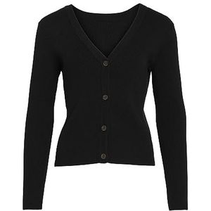Vila Vicomfy L/S Knit Cardigan-Noos gebreide jas voor dames, zwart, L
