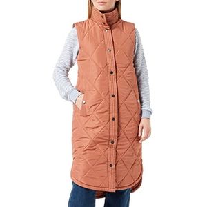 KAFFE Dames Jas Quilted Vest Outerwear Mouwloos Longline, Ruset, 34