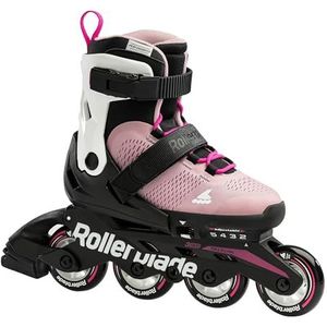 Rollerblade Microblade Kinder verstelbare fitness inline skaats, roze/wit, junior, jeugdprestaties inline skaten, 4-7