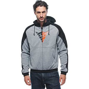 Dainese Daemon-X Safety Hoodie Full Zip voor heren, grijs/zwart/rood (Grey Melange/Black/Fluo Red), 64