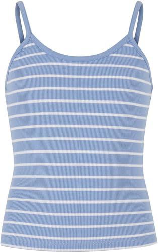 Urban Classics Meisjes T-shirt 96% katoen, 4% elastaan poederblauw/wit 110-116, poederblauw/wit, 110-116
