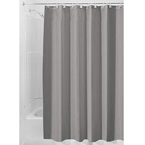 iDesign Waterdicht douchegordijn, lang douchegordijn, gemaakt van polyester, stijlvolle en functionele douchevoering voor badkamer, grijs, 72 inch x 72 inch