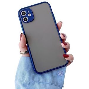 Silky Touch Hoes compatibel met iPhone 12, 6,1 inch, premium zachte vloeibare siliconenrubber, anti-vingerafdruk, flexibele beschermhoes voor het hele lichaam, schokbestendig, valbescherming, blauw
