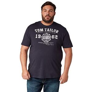 TOM TAILOR Mannen T-shirt met logoprint 1015876, 10690 - Knitted Navy, 5XL Große Größen