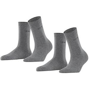 ESPRIT Dames Sokken Uni 2-Pack W SO Katoen eenkleurig Multipack 2 Paar, Grijs (Light Grey Melange 3390), 35-38