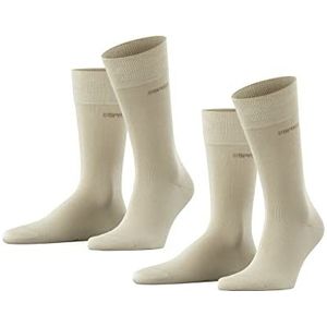 ESPRIT Heren Sokken Basic Uni 2-Pack M SO Katoen eenkleurig Multipack 2 Paar, Beige (Cream 4011), 43-46