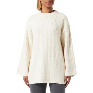 VERO MODA Dames VMHEIDI Wide LS O-NK Long GA Boo trui, berken/detail: melange, M, Birch/Detail:melange, M