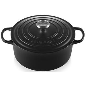 LE CREUSET Signature Ronde braadpan van gietijzer, 26 cm, mat zwart, 26 cm