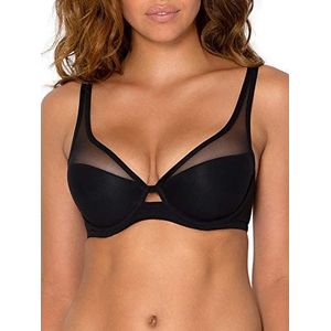 Smart & Sexy Women's Plunge Bra, Black Hue (Mesh), 36DDD