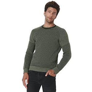 Trendyol Slanke trui met ronde hals en textuur voor heren, kaki, XL, kaki, XL