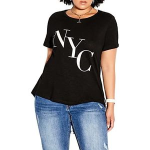 CITY CHIC Dames Plus Size Tee Cool NYC Jurk Shirt, Zwart, 44 grote maten