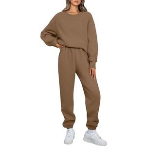AUTOMET Sweatsuits for Women Set 2 Piece Outfits Oversized Sweatshirt Fall Outfits 2025 Lounge Sets Pullover Casual Trendy Y2k Clothing Sweatpants with Pockets Coffee S