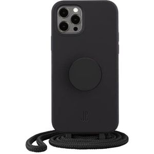 PopSockets x Just Elegance - Telefoonhoesje voor iPhone 12 Pro Max met een verwijderbare gevlochten koord en een PopGrip met verwisselbare PopTop - Black