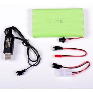 AFTERTECH Accu Ni-MH 9,6 V 2400 mAh 102 x 59 x 15 mm met USB-oplaadkabel en stekker SM 2P KET JST E3D1