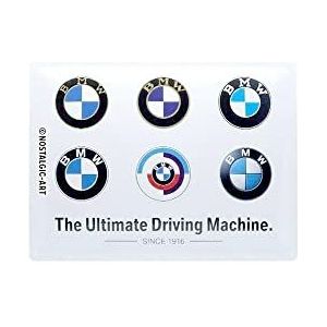 Nostalgic-Art Retro metalen bord, 30 x 40 cm, Official License Product (OLP), BMW – Logo Evolution – Cadeau idee voor BMW fans, van metaal, vintage design