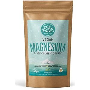 Magnesium Bisglycinaat & Citraat Vegan - 350mg Elementair Magnesium - 90 Tabletten