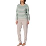 Schiesser Damespyjama, lang, badstof, warm, behaaglijk en goed voelen - Nightwear, Groen-mel._181968, 42