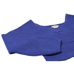 Aleva Dames chique, verkorte gebreide trui met vierkante hals koningsblauw maat XS/S, koningsblauw, XS
