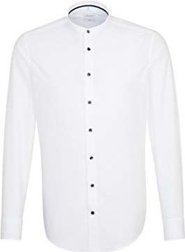 Overhemden - Wit - Slim Fit - Lange Mouwen - Opstaande Kraag