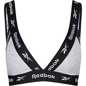 Reebok Dames cropped katoenen draadloze beha top, Grijs Marl, XS