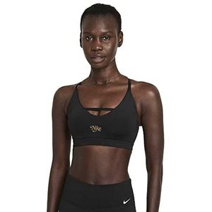 Nike Indy Strapy Sportbeha voor dames, black-metallic gold, XS