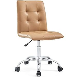Modway - Prim bureaustoel, geribbeld, armloos, middelste rugleuning, draaibaar, bruin, 58 x 58 x 84 cm