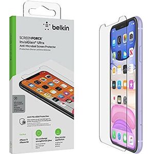 Belkin ScreenForce InvisiGlass Ultra Anti-Microbiële Screen Protector voor iPhone 11 (iPhone 11 Screen Protection, Vermindert bacteriën op het scherm tot 99%)