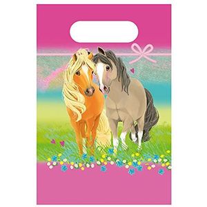 Amscan 9911590 Pretty Pony, papieren zakjes, 8 stuks, afmeting 23,4 x 16,2 cm, cadeauzakjes van papier, feestzakjes, kinderverjaardag, give-away, themafeest
