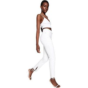 Trendyol Dames hoge taille rechte been Bootcut & uitlopende jeans, Kleur: wit, 60