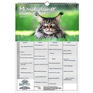 Katenzauber wandplanner, familieplanner met 4 kolommen, A3-kalender voor katten en kattenbaby's Seelenzauber