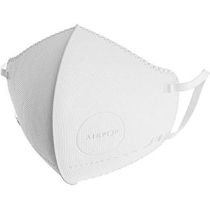 Airpop 2 Pk Wit Herbruikbaar Wasbaar Gezichtsmasker voor Kinderen, 4-Laags Mond en Neus Masker, Voorgevormde Pasvorm, Lichtgewicht Ontwerp, Mondkapje voor Kinderen Gebruik, 2 Pk Wit