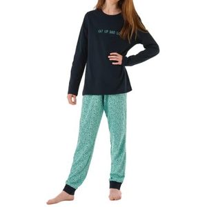 Schiesser Meisjespyjama, lange pyjama, 100% biologisch katoen, maat 140 tot 176, Mint_173856, 164 cm